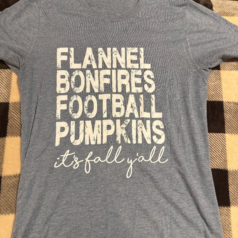 Blue with White Lettering Graphic Women's T-shirt